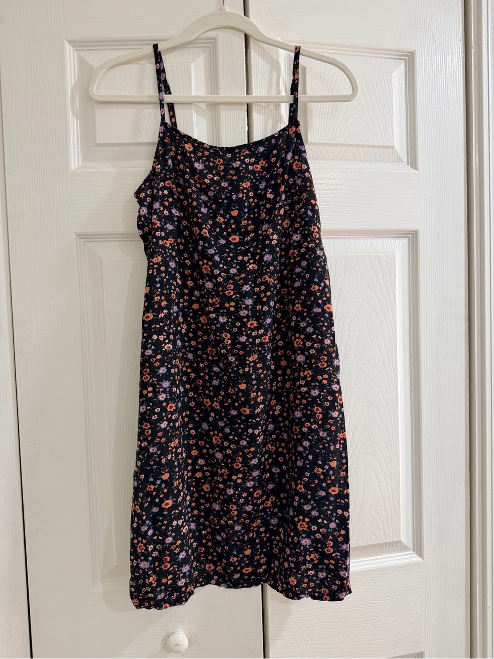 Vans Black Floral Slip Dress with Pink & Orange Flowers